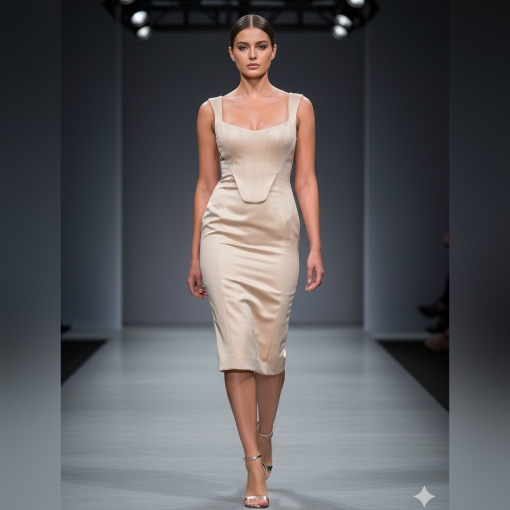 Asos Elegant Nude Corset Dress